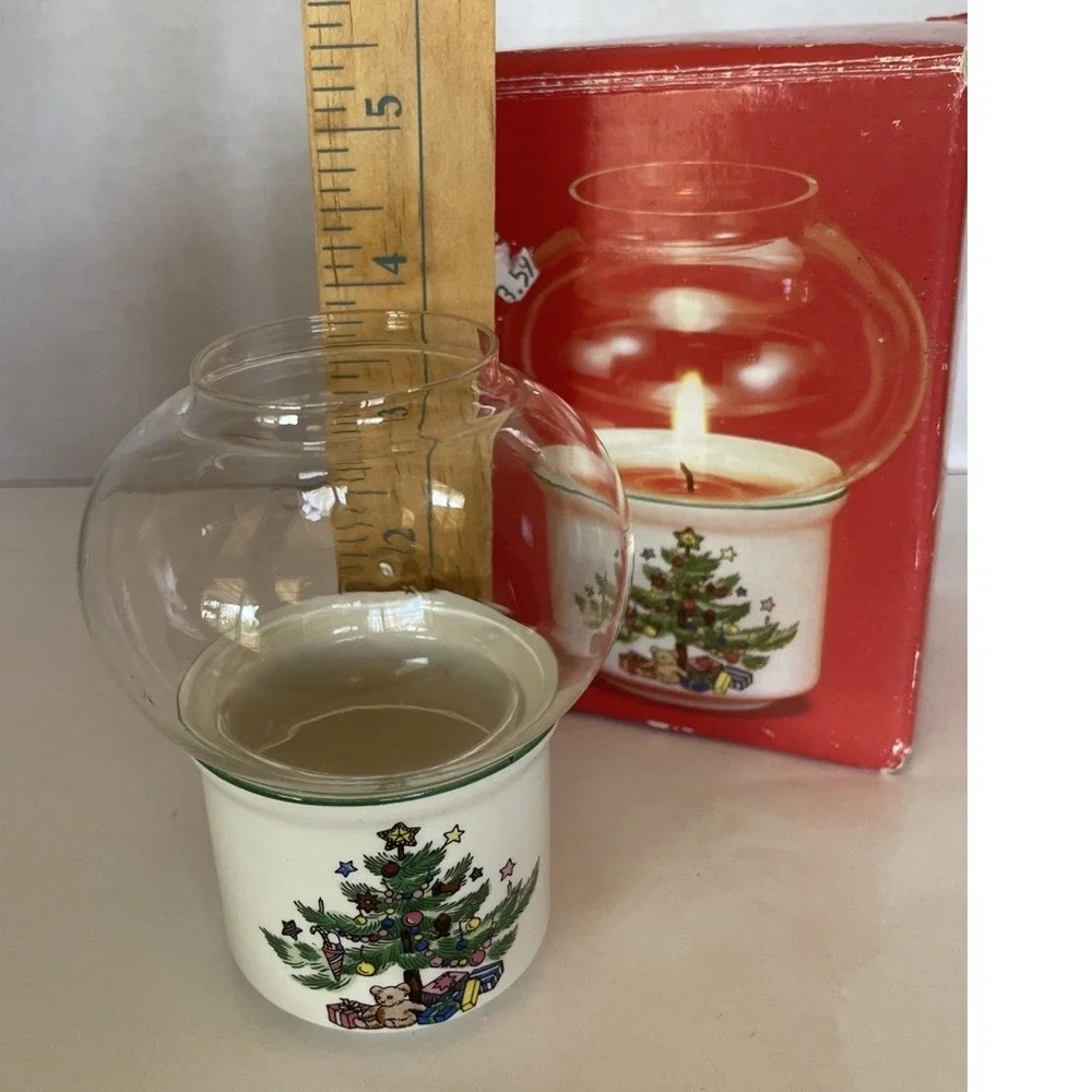 Nikko Christmastime Mini Candle Lamp Cerami Christmas Tree Hurricane Globe Japan